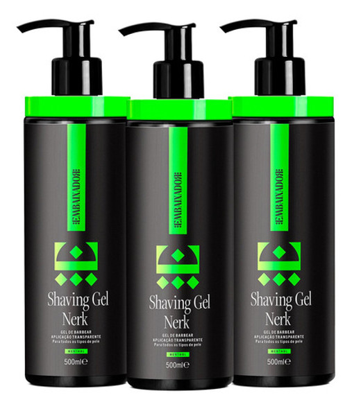 Kit 03 Shaving Gel Refrescante Com Menthol Embaixador 500ml 0