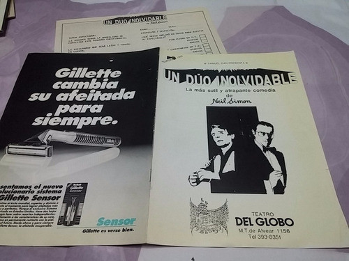 Programa Teatro Del Globo Un Duo Inolvidable Temp 1992 0