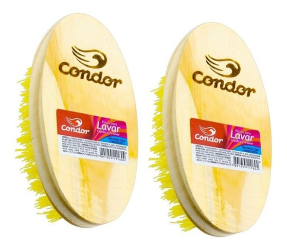 Kit 2 Escova De Madeira Multiuso Oval Lavar Roupa Condor 0