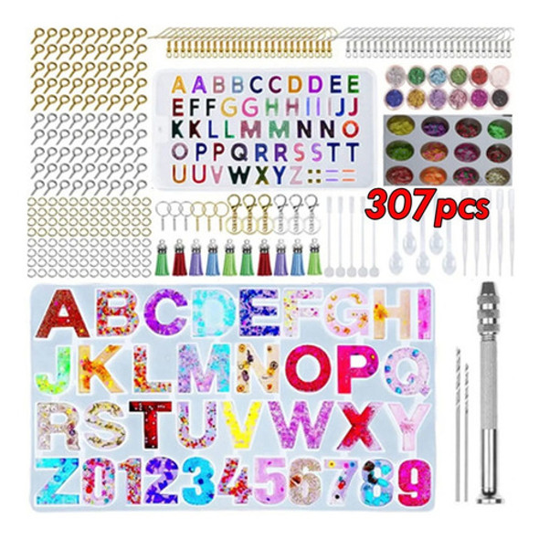 307pcs Alfabeto Silicone Resina Moldes Para Chaveiro Diy 0