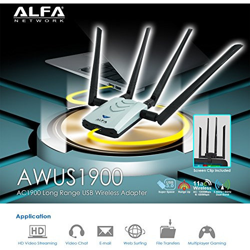 Adaptador Wifi Alfa Ac1900 - 1900 Mbps 802.11ac Adaptador De 1