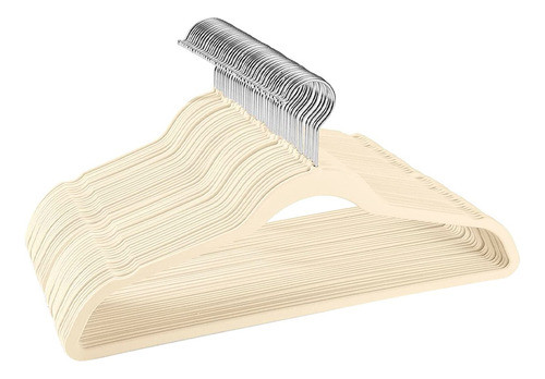 Kit 50 Cabides Veludo Infantil Slim Ultrafino Bege / Creme 1