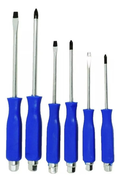 Juego Destornillador Golpe Mecanica  X 6 Piezas Azul 0 Juego Destornillador Golpe Mecanica  X 6 Piezas Azul 0