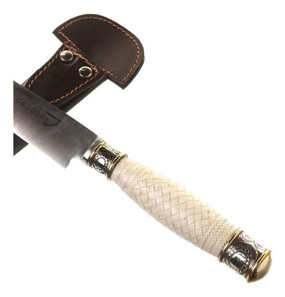 Cuchillo Cabo Tejido Fino Virola De Alpaca Y Bronce 14 Cm 1