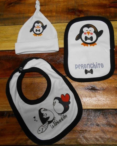 Combo Babero Y 2 Babitas Kirchnerista Peronista Pinguino 0