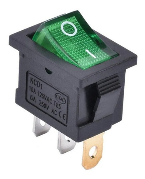Tecla Llave Switch 15x21mm 250v 6a On/off Luz Verde -pack X2 1 Tecla Llave Switch 15x21mm 250v 6a On/off Luz Verde -pack X2 1