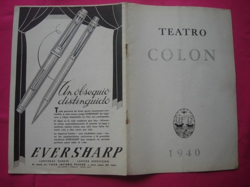 Programa Teatro Colon Temporada 1940 La Hija Del Regimiento 0