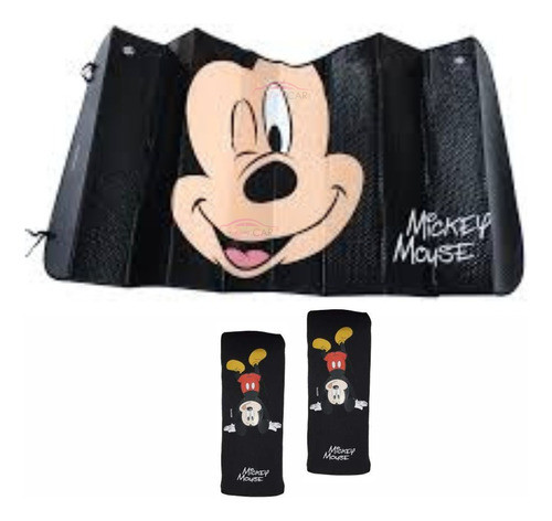 Cortina Parasol Mickey Negro P/auto + C/cinturones Disney 0
