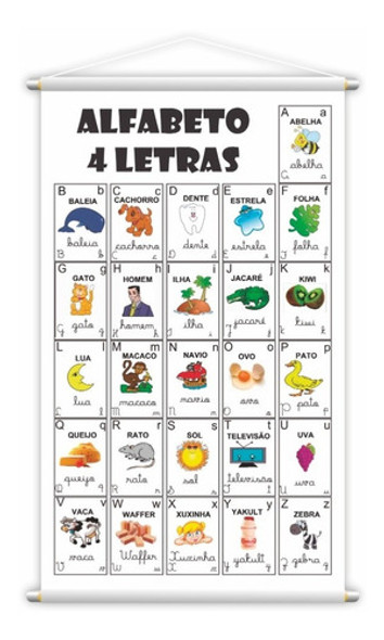 Banner Alfabeto 4 Letras Pedagógico Escolar 120x65 0