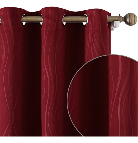 Homeideas Cortinas Opacas Color Borgoa/rojo De 52 X 96 Pulga 0