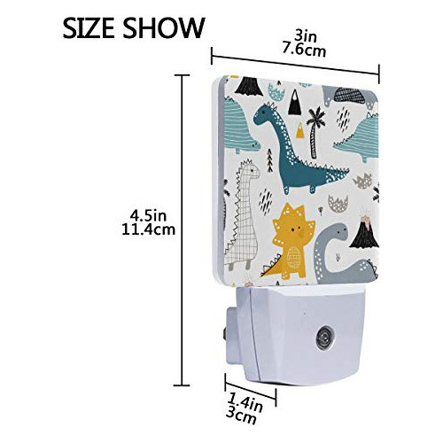 Lámpara De Luz Nocturna Led Enchufable Dino Impresión De Est 1