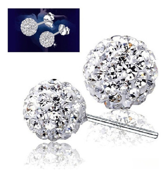 Moda Para Mujer 925 Plata De Ley Bola De Cristal Oído Espárr 1