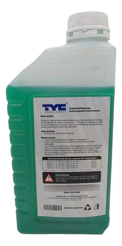 Liquido Refrigerante Inorgánico Concentrado Verde 1 Litro 1