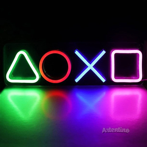 Cartel Neon Led Lampara Luz Playstation Gamer App Bluetooth 0