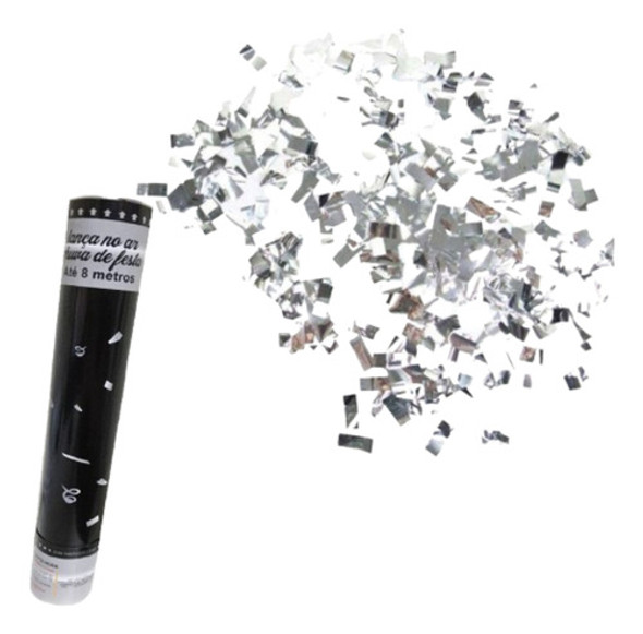 Lança Confetes 30cm Prata Metalizado - 01 Unid 0