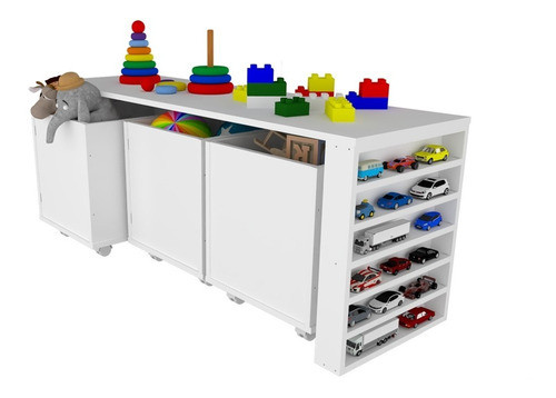 Rack Com Baús E Porta Carrinhos Duplo Cássio 100% Mdf 1