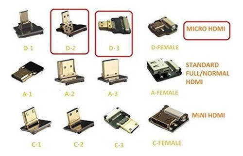 Cable Hdmi Negro Fpv Micro Hdmi Interfaz Macho Recto De 90 G 1