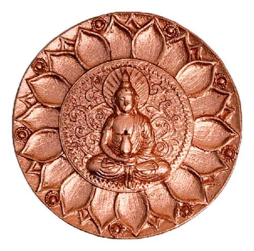 Incensário De Resina Pratinho Redondo Buda Hindu Bronze 9 Cm 0