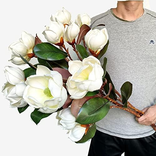 Dophinena Ramas Flores Artificiales Magnolia, Tallos Blancos 1