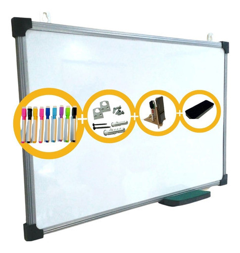 Pizarra Blanca Magnética De 60x80cm + Accesorios Gratis 0