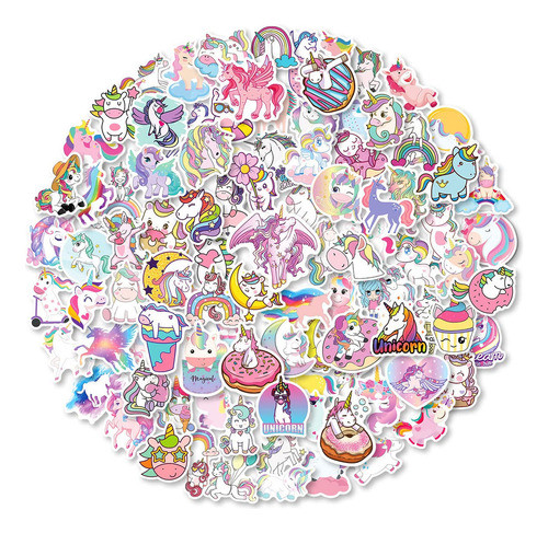 Calcomanas De Unicornio, 100 Unidades De Calcomanas De Vinil 0