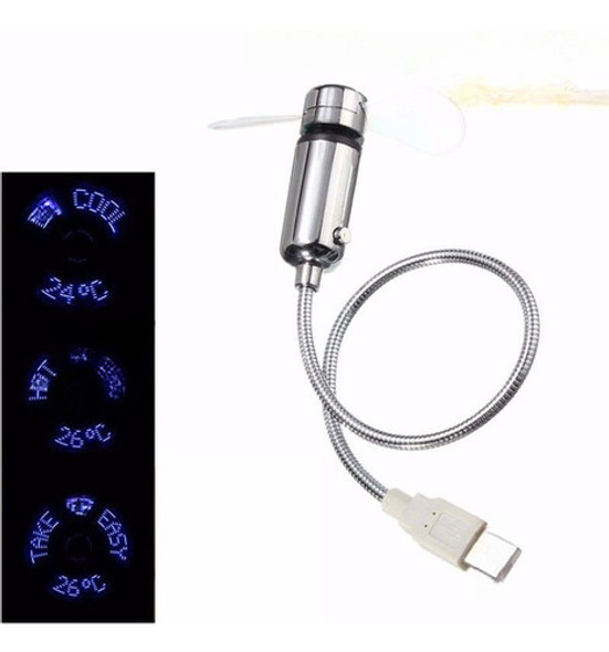 Mini Usb Flexible Luz Led Lámpara Temperatura Ventilador Coo 0
