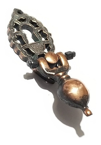 Tirador Volcable Chico Base C/bocall. Vertical Cobre Antiguo 0