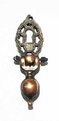 Tirador Volcable Chico Base C/bocall. Vertical Cobre Antiguo 1