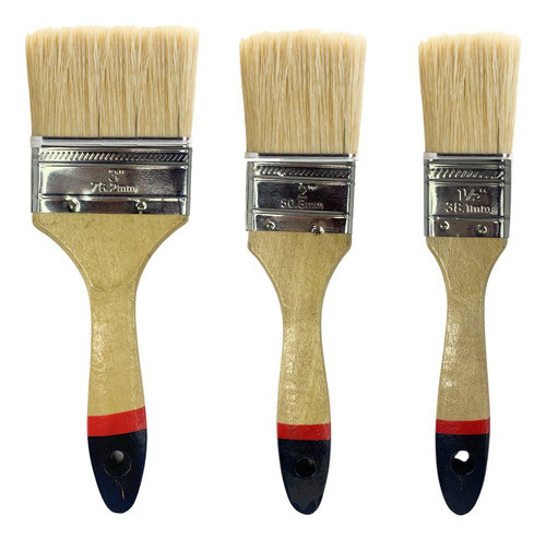 Pincel X 3 Brocha Madera Pml P/ Pintar Paredes Muebles 0