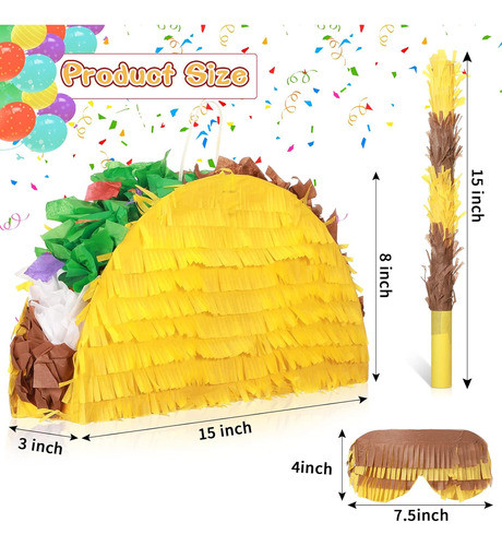 Piñata Para Fiesta Mexicana, 38 X 20 X 75 Cm Con Palo 1