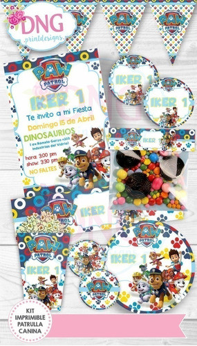 Kit Imprimible Invitaciones Candy Bar Png / Paw Patrol 1