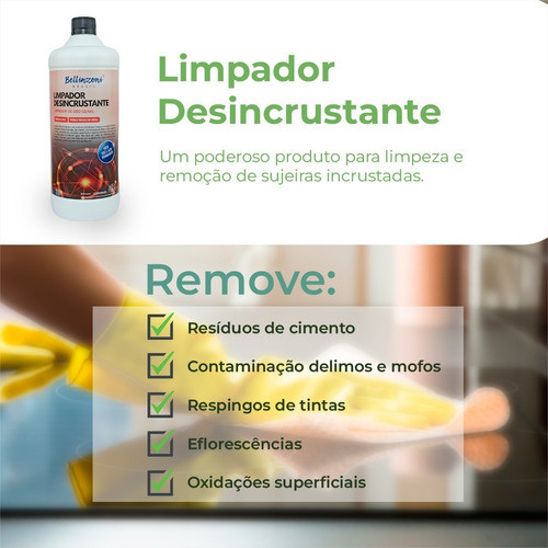 Limpador Desincrustante 1l Remove Resíduos De Cimento 1