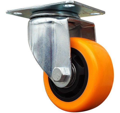 Rueda Giratoria Naranja Pvc 75x32 Mm S/f Doble Rodamiento 0