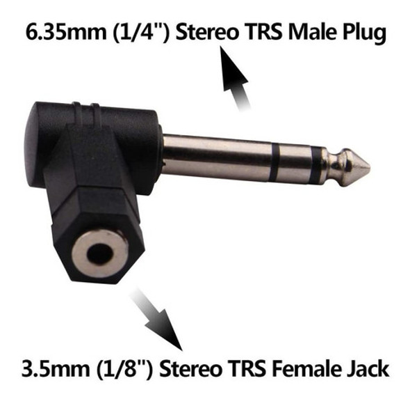 Adaptador Trs De 1/4 In A 3.5mm, 90 Grados/2 Adaptadores 1 Adaptador Trs De 1/4 In A 3.5mm, 90 Grados/2 Adaptadores 1