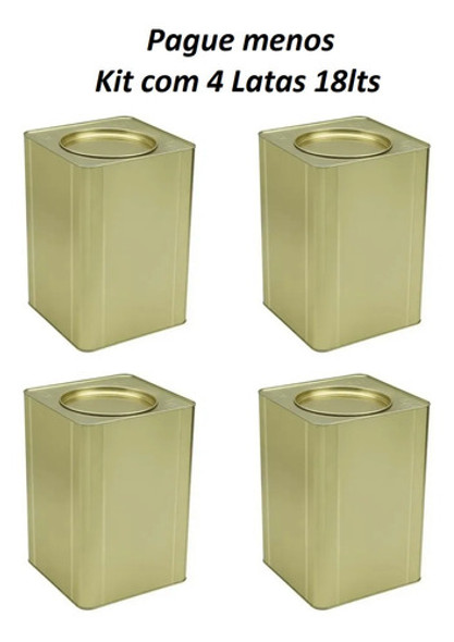 4 Lata Metal Quadrada Vazia 18l Artesanato Solvente Tinta 0