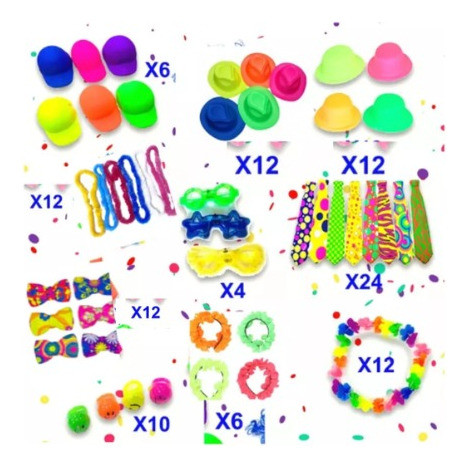 Combo Cotillón 150 Invitados Fluo Luminoso 1