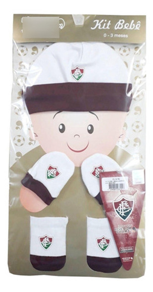 Kit Bebê 3 Pçs Fluminense Touca Luva E Meia Oficial 0