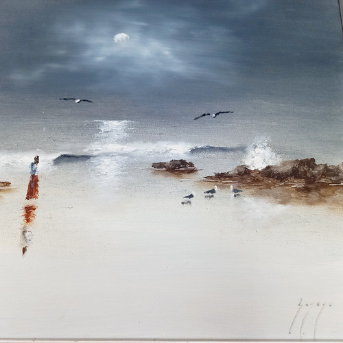 Gran Cuadro Oleo Adolfo Sayago Nocturno 63x63 Miralo 0