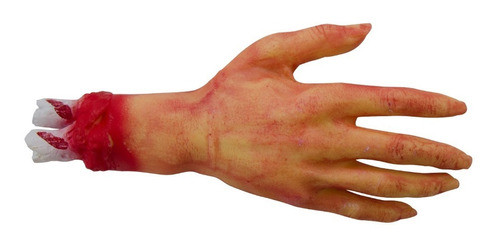 Mano Cortada Con Sangre Y Hueso De Goma Sangrienta Halloween 0