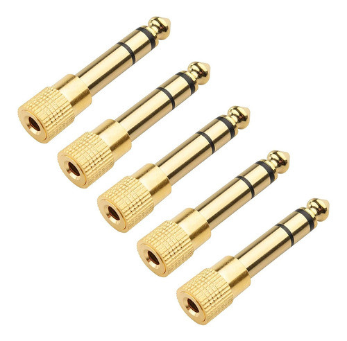 Adaptador De Auriculares De 3,5 Mm A 6,35 Mm | Oro, 5 Uni... 0