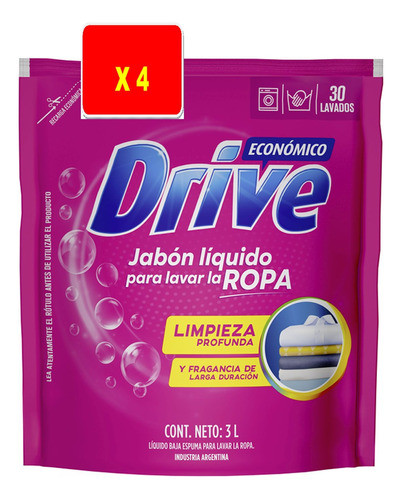 Jabón Líquido Drive Matic Colores Radiantes 3 L X 4 Uni. 0
