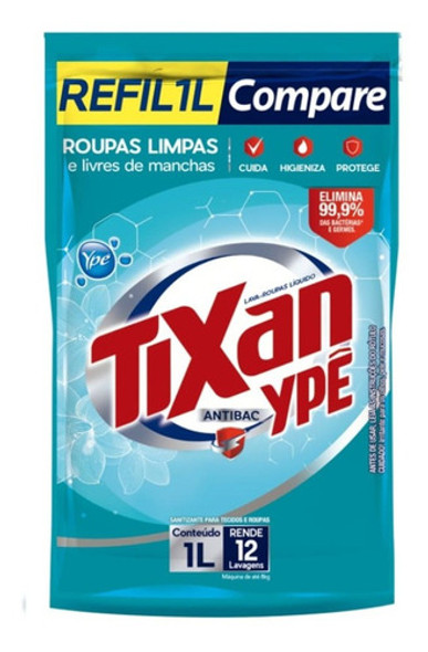 Kit 2un. Lava Roupa Liquido Tixan Antibac Refil 1l 1