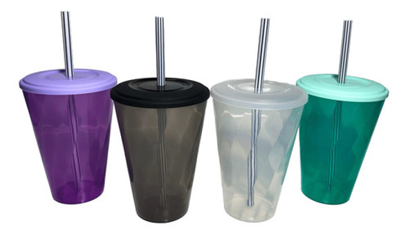 20 Vasos Tapa Y Sorbete 400ml Grandes Souvenir Color Eventos 1 20 Vasos Tapa Y Sorbete 400ml Grandes Souvenir Color Eventos 1