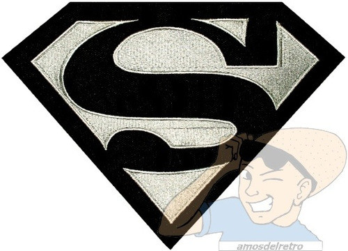 Parche Bordado Logo Superman Grande (blanco Y Negro) 0