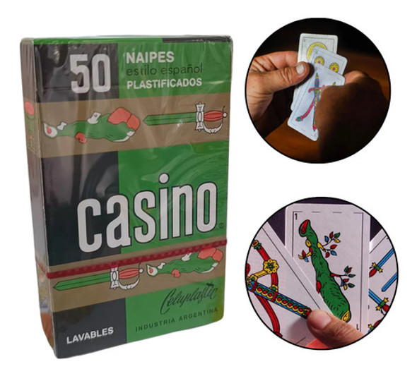 Cartas Casino Estilo Español Plastificadas 50 Naipes Lavable 0