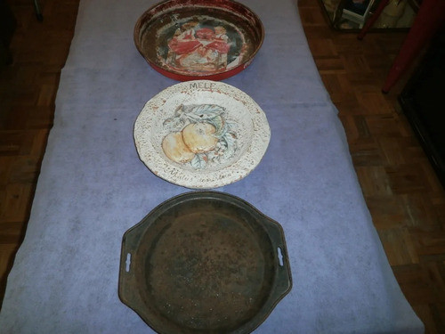 Platos Antiguos 1 Sellado Distintos Materiales Lote (3) 0