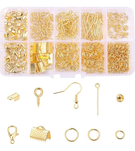 Kit Armar Aros Pulseras Collar Pitón Mosquetón Dorado Plata 0