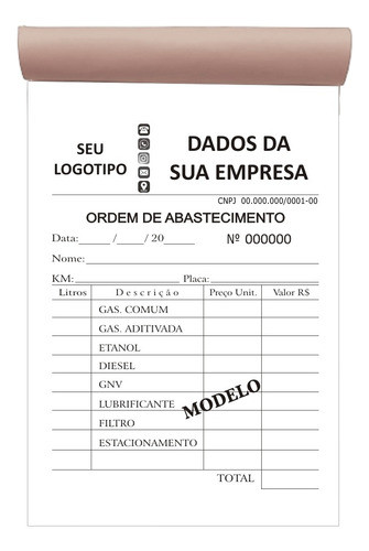 Ordem De Abastecimento  / 4 Tls. / 2x50  / Personalizado 0