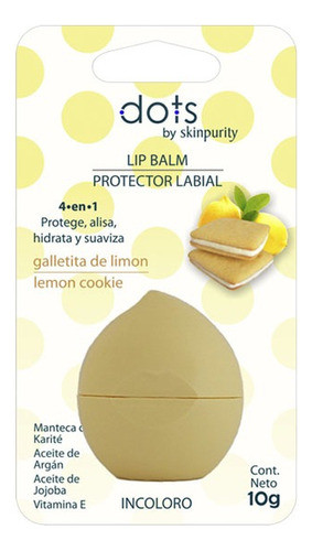 Balsamo Labial Dots Sabor Galletita De Limon Incoloro X10g 0