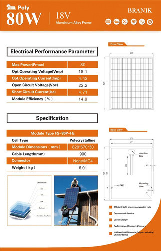 Panel Solar 80w 12v Calidad A - Pantalla Energia. Cta 1